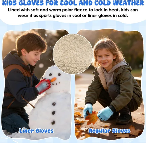 Miniatura 4 de Guantes de invierno para niños y niñas de 4 a 10 años, antideslizantes, suaves, cálidos, para ciclismo, correr, fútbol