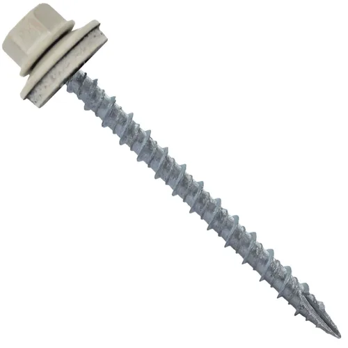Miniatura 56 de 10 tornillos para techos de metal gris ABC de 2-1/2 pulgadas, cabezal de arandela hexagonal, arranque automático/roscado, arandela EPDM. 1 bolsa
