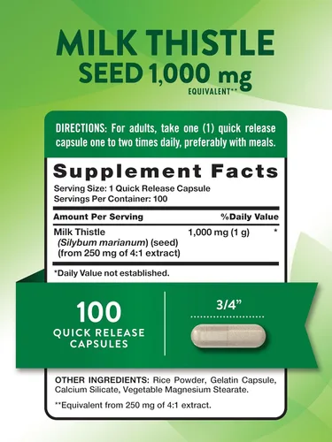 Miniatura 2 de Cápsulas de extracto de cardo mariano 1000 mg 100 unidades Suplemento sin OMG y sin gluten por Nature's Truth