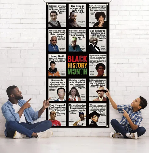 Miniatura 5 de Cubierta de puerta del mes de la historia negra Febrero Afroamericano Personas famosas Aula Bandera de la puerta delantera Decoración de fotografía