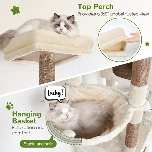 Miniatura 5 de Globlazer Torre para gatos extra grande, árbol para gatos de 81 pulgadas de alto para gatos grandes, 20 libras, torre de rascador para gatos adultos