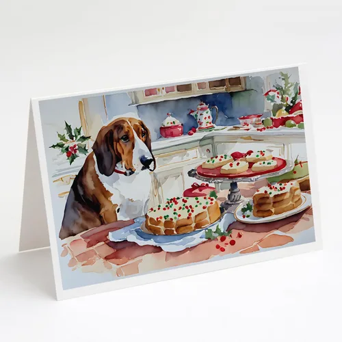 Miniatura 146 de Caroline's Treasures DAC3884GCA7P Paquete de 8 tarjetas en blanco de Navidad con galletas de husky siberiano Tarjetas de felicitación con sobres