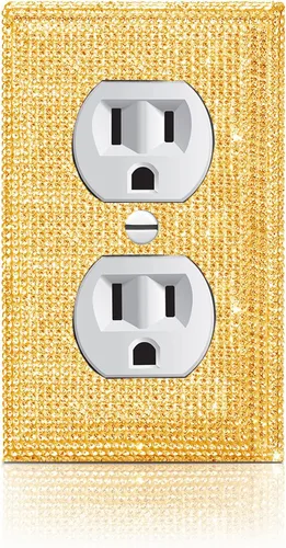 Miniatura 35 de 1 pieza Cubiertas de enchufe brillantes con diamantes de imitación, placas de pared para cubrir interruptores de luz, placa decorativa de imitación