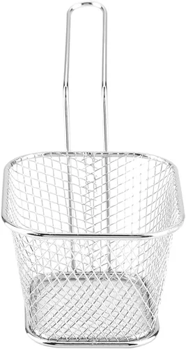 Miniatura 8 de Soporte de papas fritas de acero inoxidable, Mini cesta rectangular para freír, Servicio de mesa de comida frita, Herramienta de cocción de papas