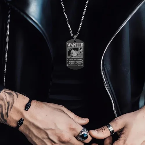 Miniatura 5 de Anime One Piece Wanted Poster Pendant Necklace Stainless Steel Chain Manga Necklaces Dog Tag Jewelry for Men Boyfriends Christmas Gifts
