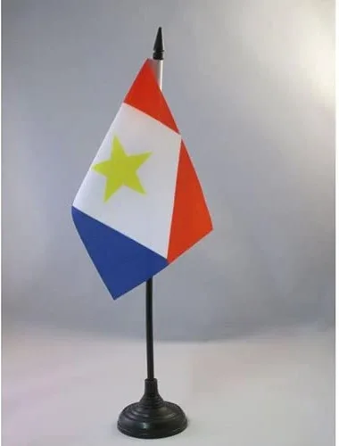 Miniatura 43 de Bandera de mesa de Anguila de 4 x 6 pulgadas, bandera de escritorio británica de Anguila, 5.9 x 3.9 in, palo y base de plástico negro AZ FLAG