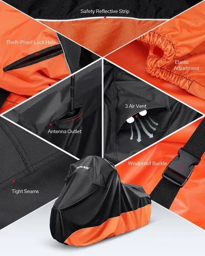Miniatura 7 de Benlari Funda impermeable mejorada para motocicleta compatible con Sportster, Iron 883, Forty-Eight, Nightster Special, Superlow, Superlow 1200T