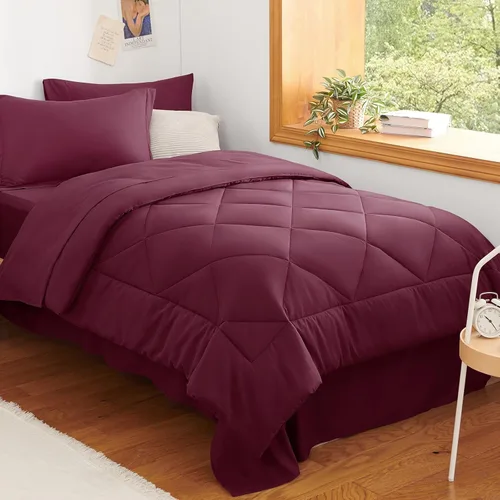 Miniatura 40 de CozyLux - Juego de edredón en una bolsa, para dormitorio universitario, todas las estaciones, edredón, sábanas y fundas para almohada y decorativas