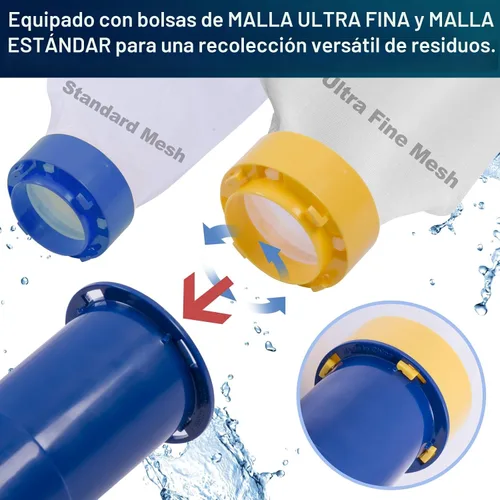 POOLAZA Aspiradora manual de piscina para piscina sobre el suelo con bolsa de malla fina y poste de 56 pulgadas, aspiradora de mano para piscina,
