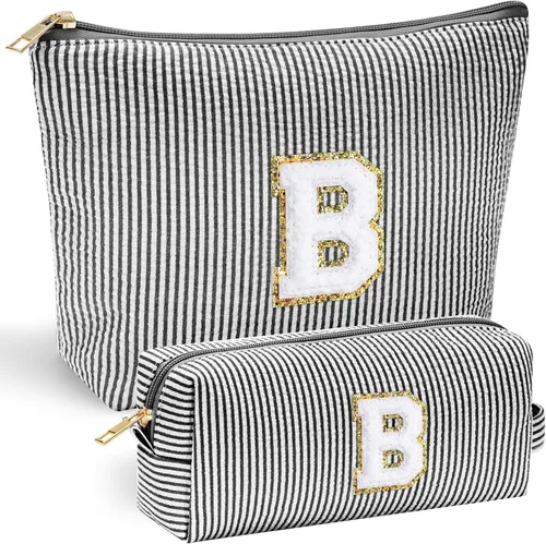 Miniatura 27 de YOOLIFE Regalos del Día de la Madre para mujeres, bolsa de maquillaje con inicial, bolsa de cosméticos, bolsa de maquillaje de viaje, regalos Rosado