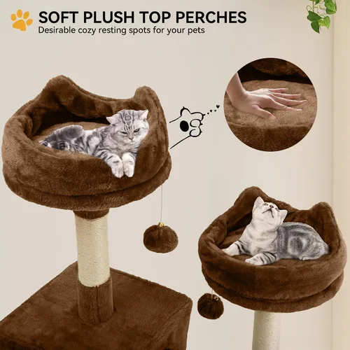 Miniatura 5 de YITAHOME Árbol para gatos de 75 pulgadas de alto para interior: torre multinivel para gatitos con condominios para gatos, perchas superiores, rampa