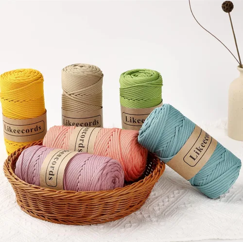 Miniatura 6 de Likeecords Cuerda trenzada de macramé de poliéster de 0.157 in, suministros de macramé para manualidades de bricolaje, hilo elástico para colgar