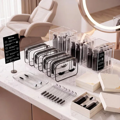 Miniatura 6 de Remerry 40 Pcs Lash Shampoo Brushes Set Eyelash Aftercare Bag Disposable Mascara Tubes Foam Pump Bottle Extension Aftercare Instructions Card