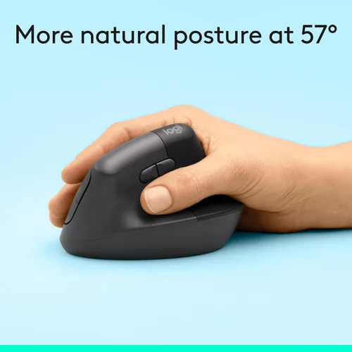 Miniatura 3 de Logitech Lift - Mouse ergonómico vertical, inalámbrico, Bluetooth o receptor USB, clics silenciosos, 4 botones, mouse inalámbrico para mano derecha