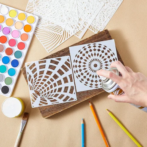 Miniatura 4 de 36 Piezas Plantillas Geométricas Plantillas de Pintura Plantillas de Dibujo de Arte Mandala para Scrapbooking Galletas Azulejos Muebles Decoración