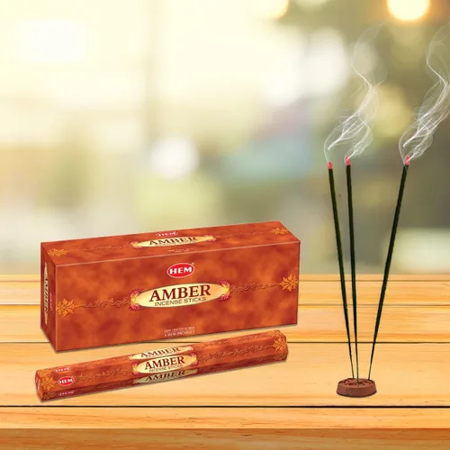 Miniatura 3 de Hem Varitas de incienso ámbar – Paquete de 6 cajas (120 varillas en total, 9 pulgadas de largo) Aroma natural enrollado a mano para meditación