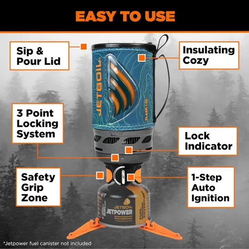 Miniatura 5 de Jetboil Estufa portátil de ebullición rápida para acampar y mochilero con encendido automático de 1 paso, quemador de propano/isobutano con taza
