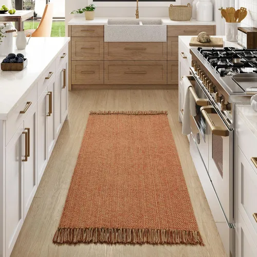 Miniatura 92 de Collive - Tapete de pasillo de cocina, 2 x 4.3 pies, tejido a mano, reversible, lavable, de algodón, color blanco/beige, para baño, pasillo