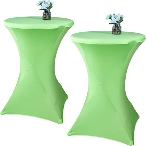 Miniatura 12 de Paquete de 2 manteles de cóctel de elastano de 24 x 43 pulgadas, redondos, ajustables, para bodas, banquetes, eventos, fiestas