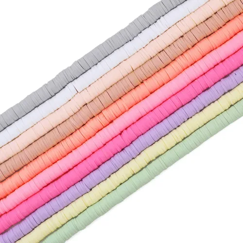 Miniatura 10 de Coiris - Cuentas de vinilo heishi ecológicas hechas a mano, de polímero/arcilla, de 6 mm. Cuentas espaciadoras para collar, pulsera aretes, joyería