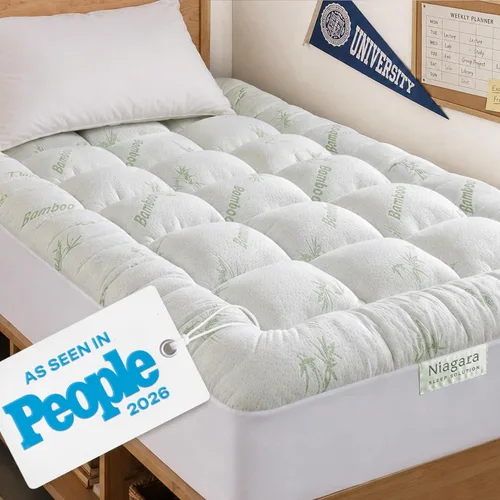 Cubrecolchón de viscosa de bambú para aliviar el dolor de espalda, enfriamiento natural para quienes sufren de calor al dormir, muy suave, tamaño