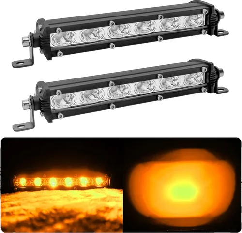 Miniatura 10 de Barra de luz LED verde de una sola fila de 7 pulgadas, 18 W, luces antiniebla, luces antiniebla de conducción de trabajo, 12 V, 24 V, ultrafina