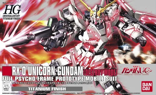 Miniatura 4 de Bandai Hobby Unicorn Destroy Mode - Figura de acción HGUC con acabado de titanio