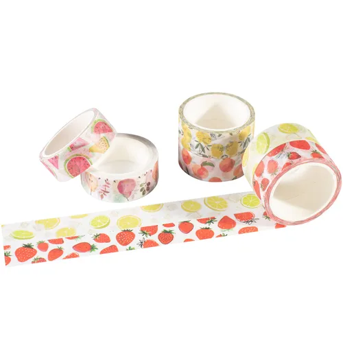 Miniatura 5 de YUBBAEX Juego de 6 rollos de cinta adhesiva washi para plantas, frutas y flores, cinta adhesiva decorativa para artes, manualidades, suministros