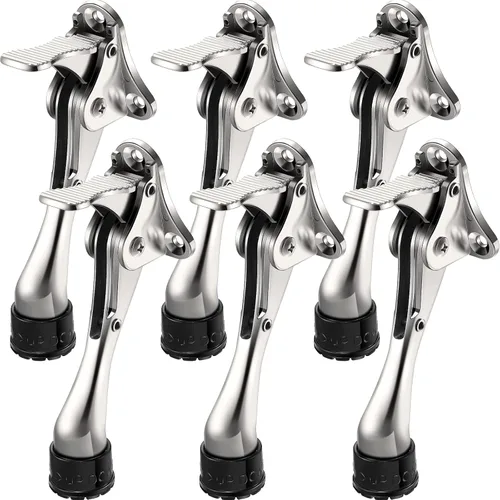 Miniatura 8 de Moxweyeni 6 topes de puerta resistentes para la parte inferior de la puerta, tope de puerta de metal con puntas de goma ajustables, reemplazo