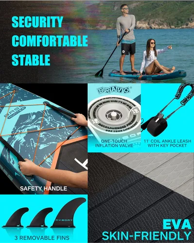 Miniatura 3 de MYBOAT Tabla de remo inflable extra ancha de 11 pies y 6 pulgadas x 34 pulgadas x 6 pulgadas, tabla de remo de pie para pesca, tabla de sup con 3