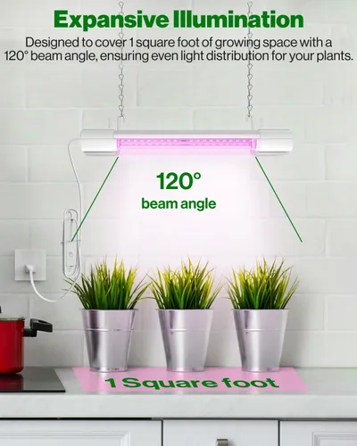 Miniatura 6 de Sunco - Luz LED de crecimiento de 1 pie, 10 W, espectro completo, para inicio de semillas, plántulas, plantas de interior, enchufe suspendido
