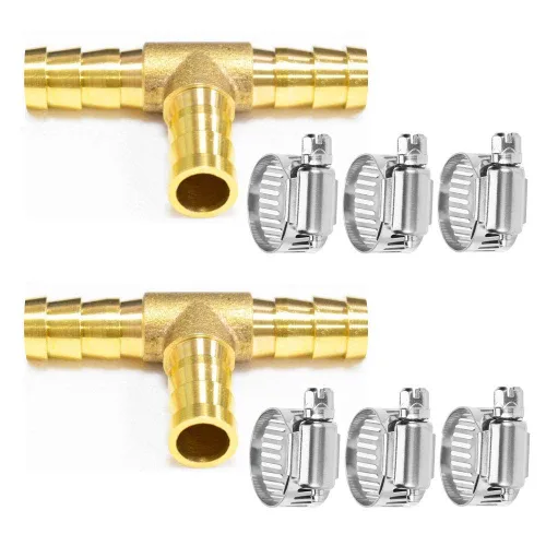 Miniatura 7 de Da by 3 unids 1/2" (12.5mm) Barb Splicer Mender Hose Latón Barb Fitting con 6 abrazaderas de tubo de acero inoxidable para agua/combustible/aire