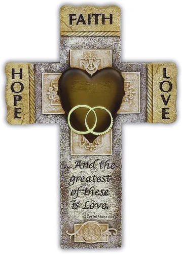 Abbey & CA Gift - Cruz de pared para matrimonio de fe, esperanza y amor, regalo para parejas, matrimonios, compromisos y renovación de votos, cruces