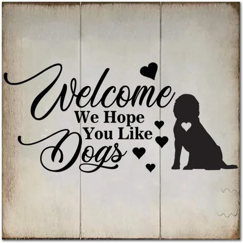 Welcome We Hope You Like American Bully Dog - Letrero de madera clásico para pared, decoración de madera para el hogar, casa de campo, placa para