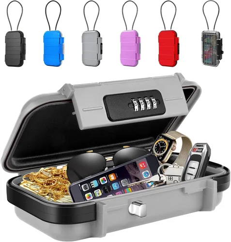 Miniatura 12 de BKNOOU Caja de seguridad portátil con cadena removible, caja de seguridad antirrobo para la playa, caja de seguridad con cerradura de combinación