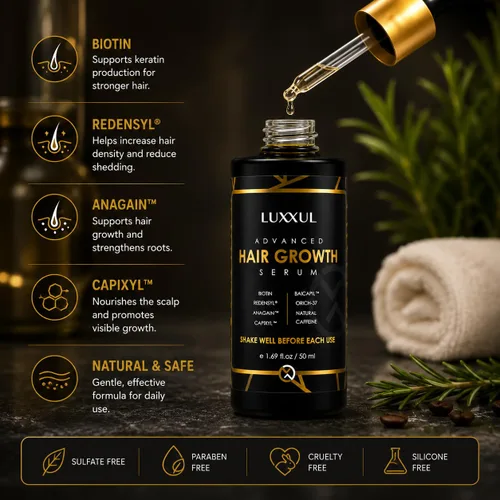 Miniatura 4 de LUXXUL Suero de apoyo para el crecimiento del cabello, 1.7 fl oz - Suero natural activo Redensyl para cabello más saludable, más grueso y lleno