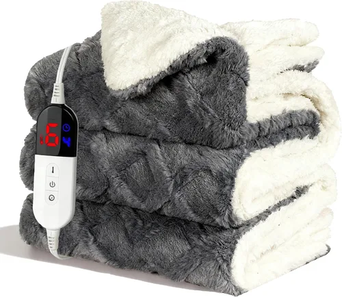Miniatura 8 de SnugLife Manta térmica eléctrica con 6 niveles de calentamiento rápido, 4 horas de apagado automático, ultra coza y cálida manta eléctrica de piel