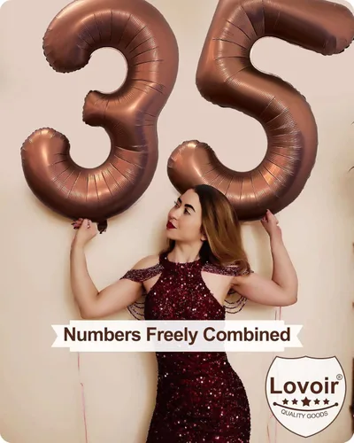 Miniatura 3 de Globo grande de 40 pulgadas con número 2 marrón café, de tamaño jumbo, dígito de mylar de aluminio, globos retro marrones de helio para decoraciones