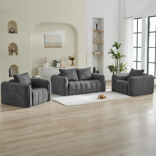 Miniatura 15 de Sofá Loveseat Sin Armazón de 66'', Sofá de 2 Plazas con Asientos Profundos Acolchados con Reposabrazos Redondeados, Sofá Nube de Pana Tapizado