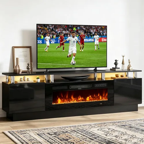 Miniatura 13 de oneinmil 70" Fireplace TV Stand for Living Room, Electric Fireplace Entertainment Center with Dual LED Lights & Storage Cabinets, Fits TVs up to
