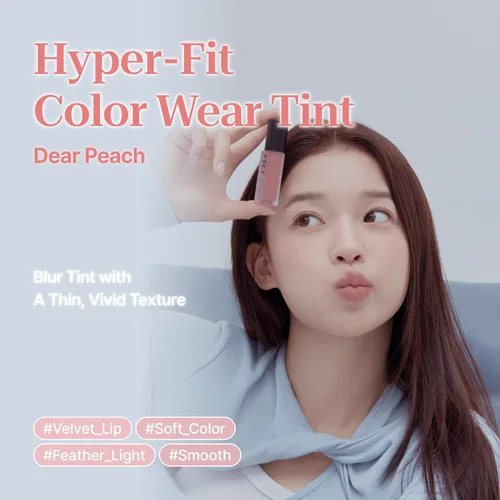 Miniatura 2 de Feev Hyper-Fit Color Wear Tinte de labios Velvet Cream mate, tinte de labios vegano y seguro para pieles sensibles (#01 Dear Peach)