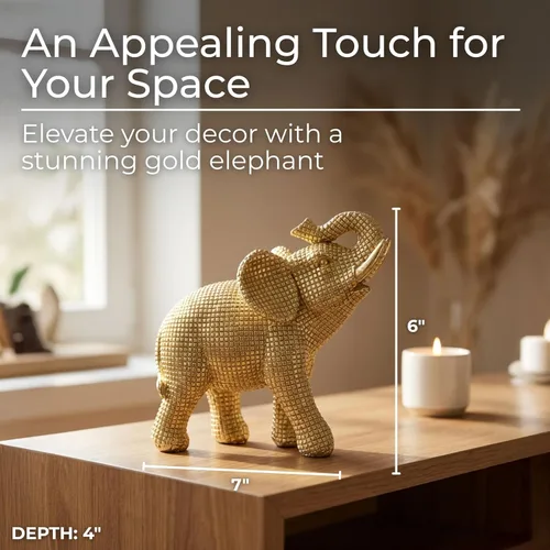 Miniatura 2 de Figura decorativa de elefante de resina para decoración del hogar y el baño, estatua de adorno para escritorio de oficina, sala de estar