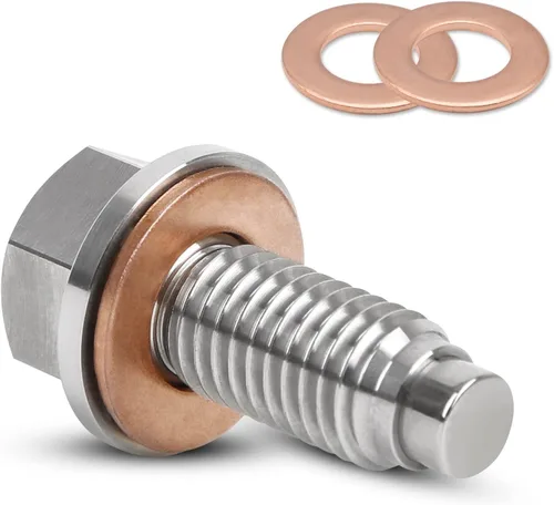 Miniatura 8 de Tapón de drenaje de aceite M14 x 1.5 Tapón magnético de drenaje de bandeja de aluminio T6 para aeronaves, con 3 piezas de arandelas de cobre rojo