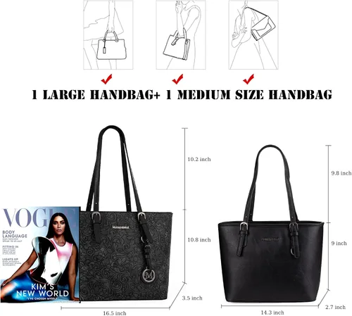 Miniatura 3 de Montana West Women Handbags Set Tote Bag for Women Large and Medium Shoulder Bag Satchel Hobo 2pcs Purse Set