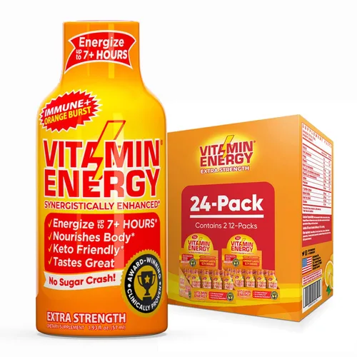 Miniatura 29 de Vitamin Energy Immune+ Extra Strength Energy Shot Army Orange 10 unidades, 260 mg de cafeína natural, vitaminas B, citicolina, té verde, apoyo