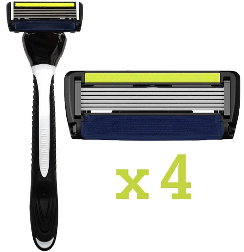 Miniatura 2 de ShaveMOB Kit de maquinilla de afeitar para hombre de 6 cuchillas (mango de cabeza flexible con 4 repuestos) (sin recortadora) - The Caveman Shaving