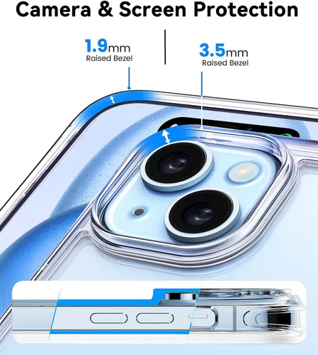 Miniatura 4 de Mkeke Funda transparente para iPhone 15, no amarillea, protección contra caídas de grado militar, fundas transparentes para iPhone 15 de Apple