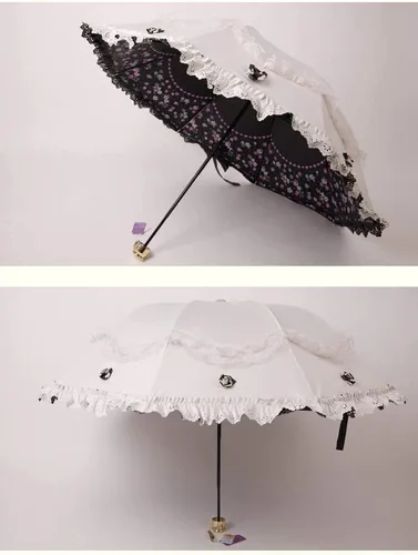 Miniatura 52 de Honeystore Paraguas plegable a prueba de rayos ultravioleta Princess Lace Parasol con cúpula anti-UV