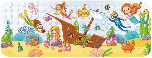 Miniatura 17 de Tapete de baño para bebé para niños, tapete antideslizante sin BPA para niños, tapete de dibujos animados antideslizante con ventosas y agujeros