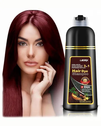 Miniatura 9 de Leorx Champú 3 en 1 para teñir el cabello marrón, color para refrescar el cabello, coloración herbaria instantánea para mujeres y hombres, 16.9